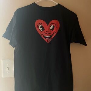 Ripple Junction Black Tee with Red Heart Graphic Size XL